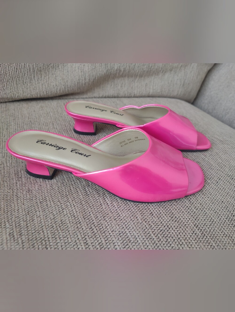 Vintage Carriage Court Hot Pink Open-Toe Mule Slides